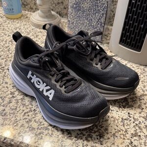 Hoka Black and White Athletic Shoes